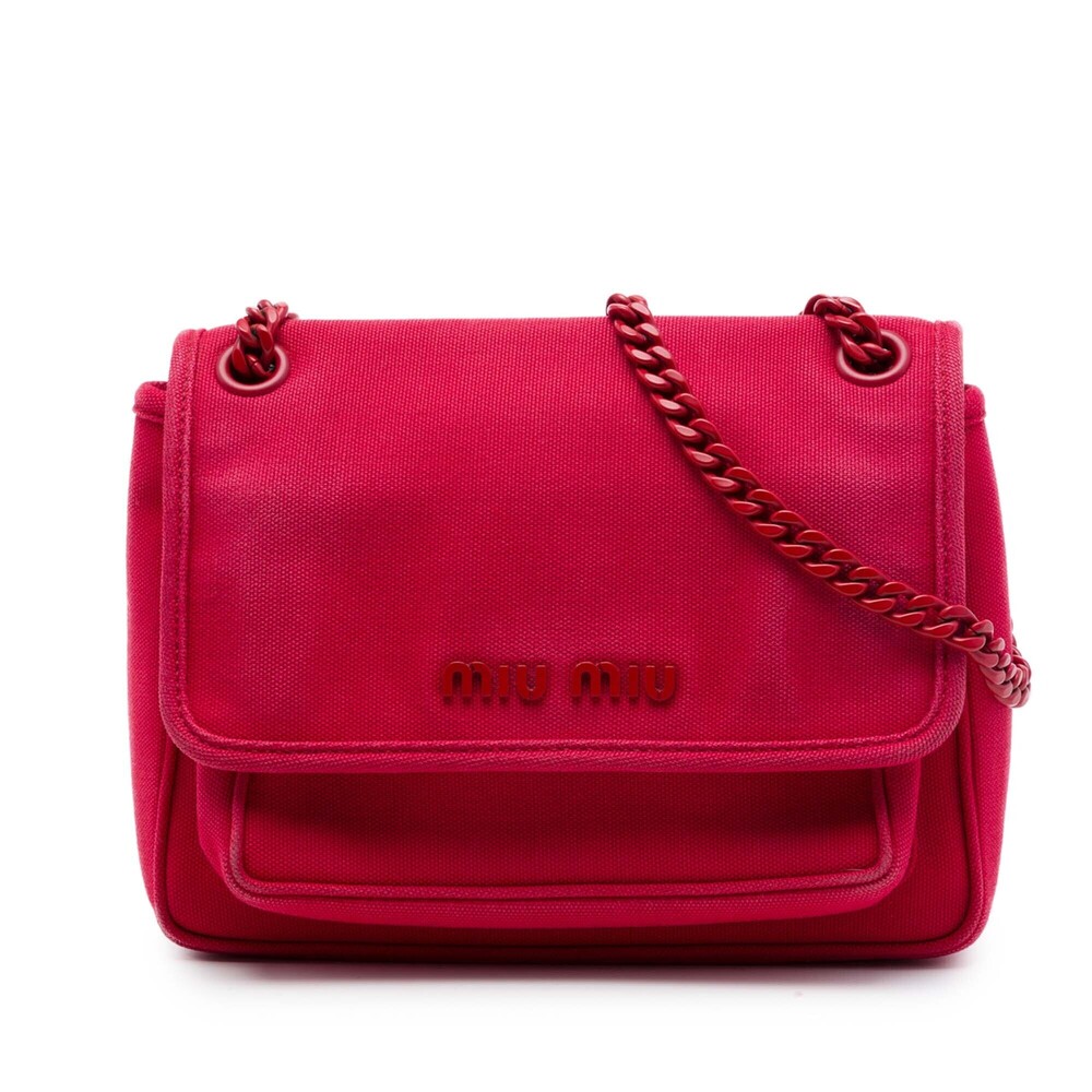 Pre-Loved Miu Miu Canvas Canapa Chain Flap Crossbody